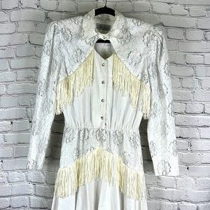 Lilia Guilty Western cowgirl country vintage 70s dress Fringe size 7/8